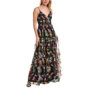 Aidan Mattox Womens V-Neck Gathered Maxi
